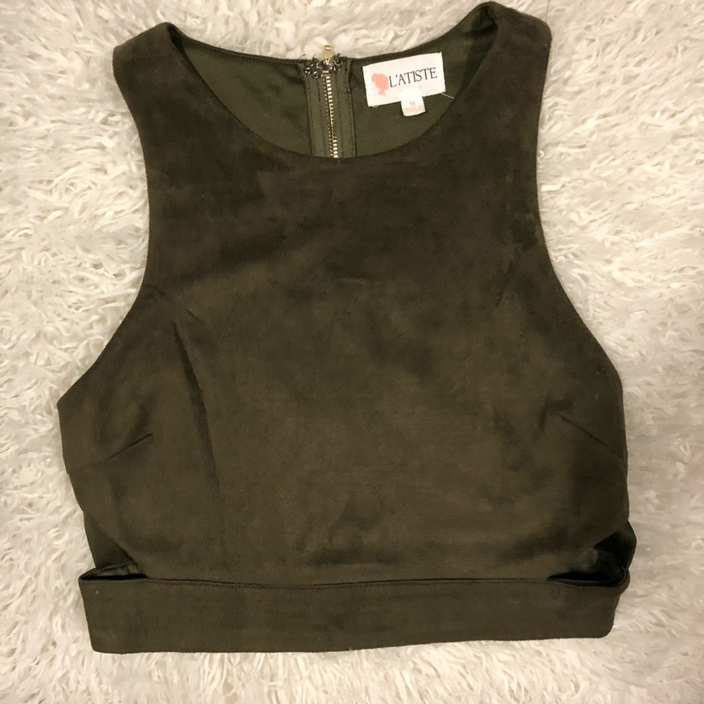 Suede Cut Out Crop Top